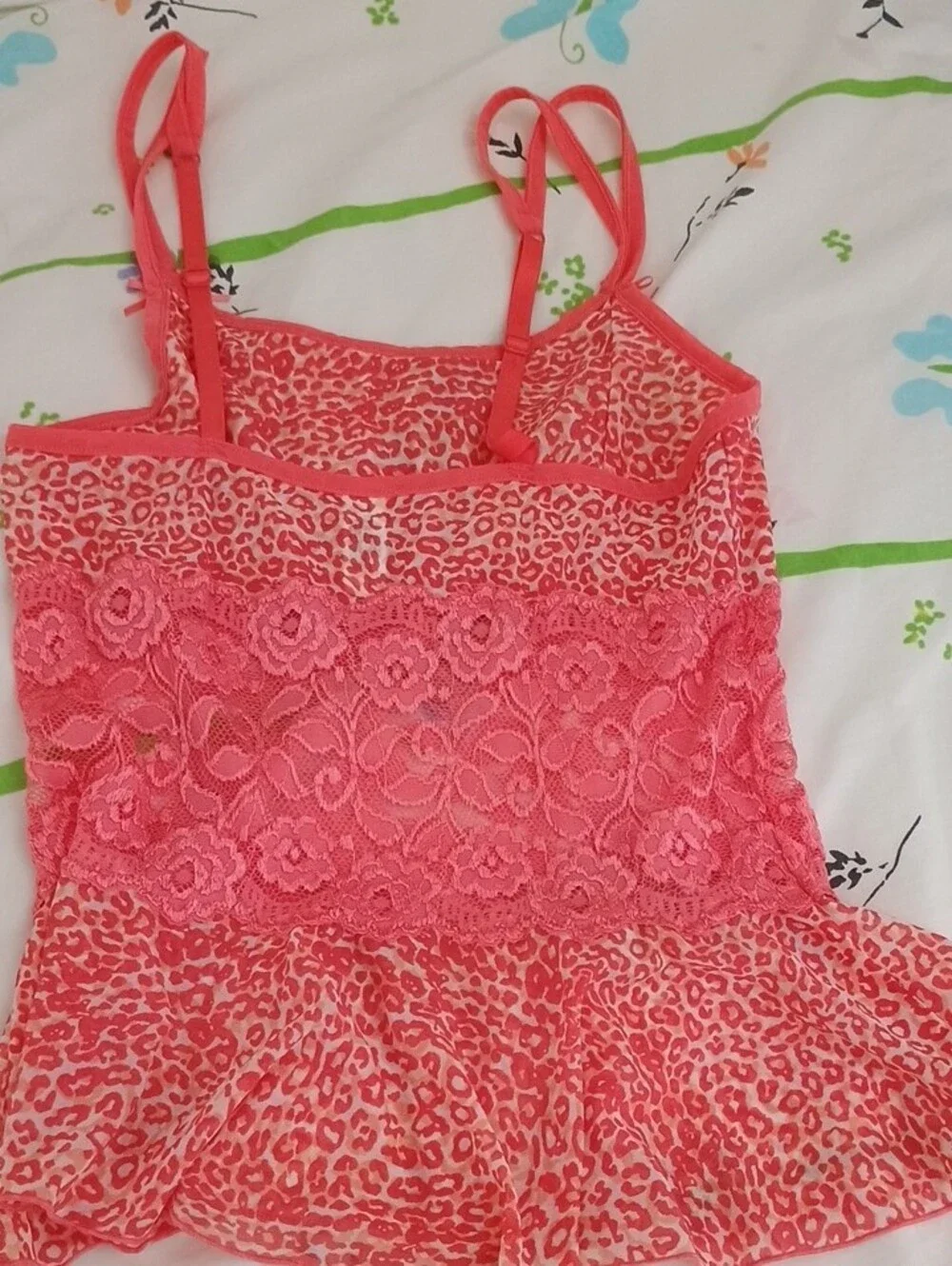 Women's Cabernet,Coral Pink Lace Trim Sleep Cami and Shorts Set